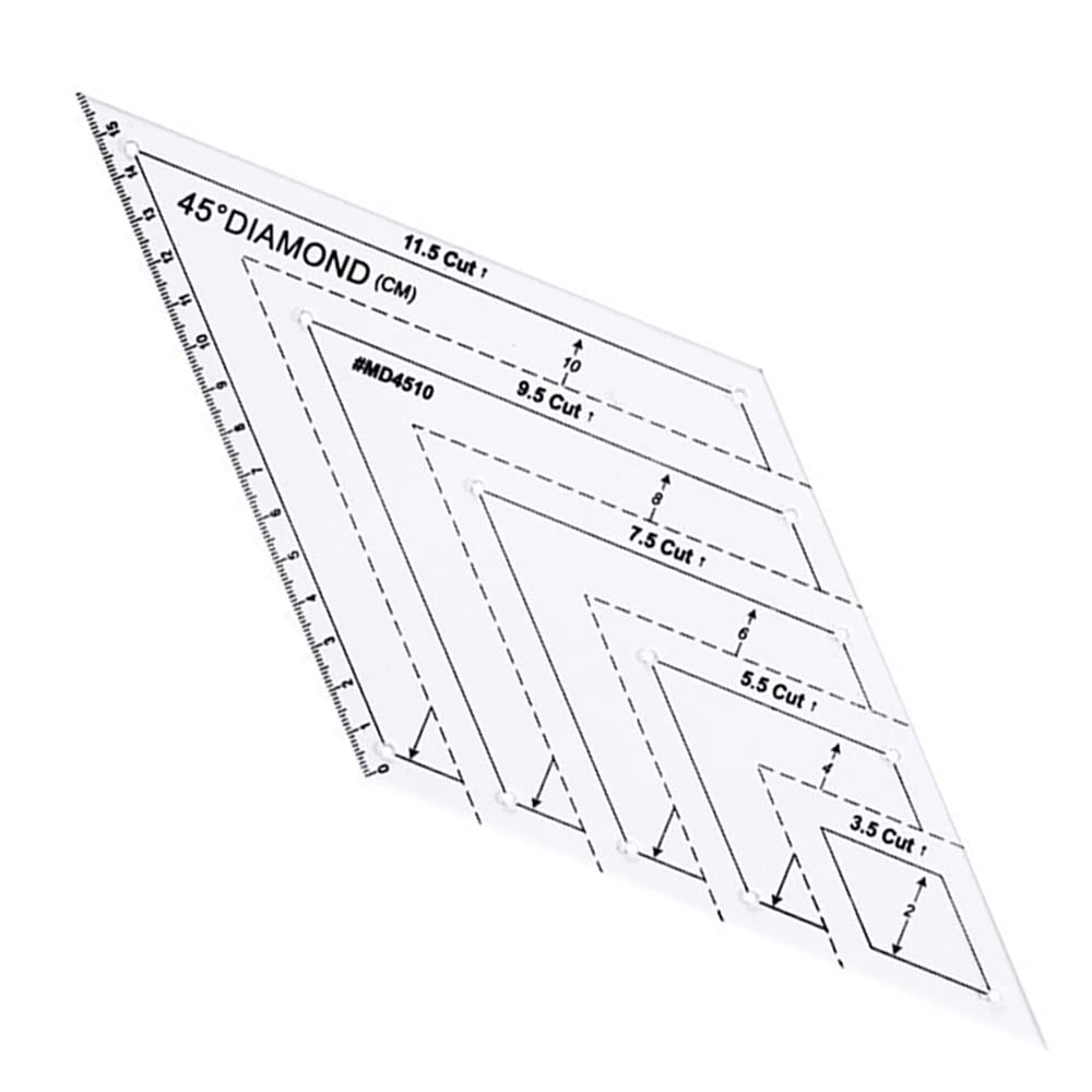 Photo 1 of 1 Pc Transparent Quilting Templates Ruler, 45 Degree Diamond DIY Tools for Sewing Cutting