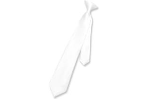 Vesuvio Napoli Boy's CLIP-ON NeckTie Solid WHITE Color Youth Neck Tie