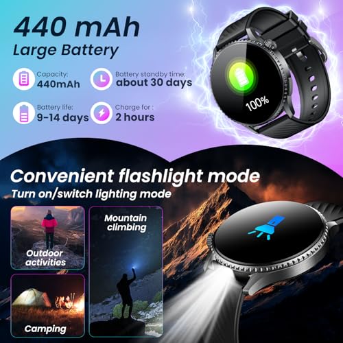 Smartwatch Men's Smart Watch with ECG: 1.56" AMOLED Smart Watch with Bluetooth Calls IP67 Waterproof 440mAh Flashlight Heart Rate Blood Pressure SpO2 Sleep Function for Android iOS