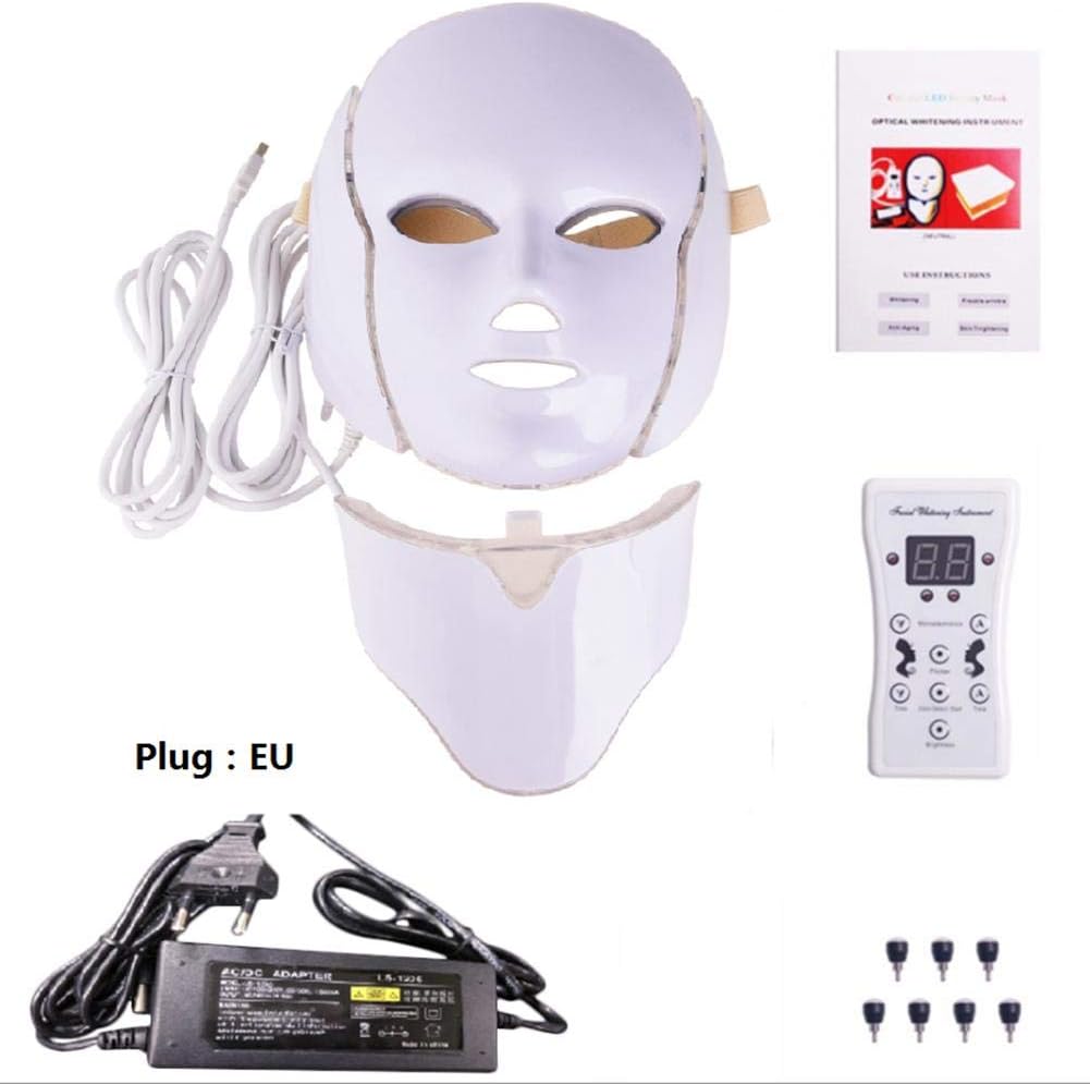 LED Photon Therapy 7 Colours Light Treatment Mask Beauty Light Therapy Face Mask Skin Rejuvenation Face Mask PDT Beauty Face Care Neck Anti-Wrinkle Acne Removal