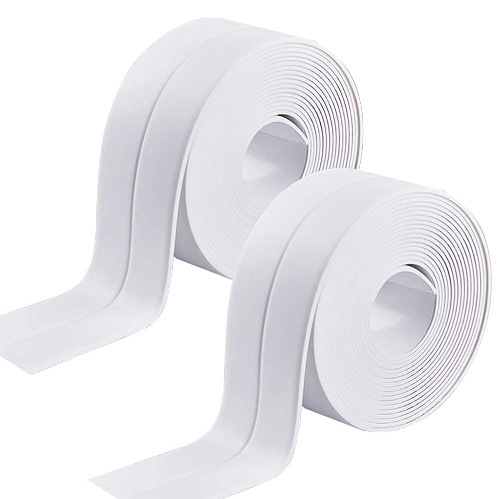 Jieddey Sealant Tape,2 PCS Caulk Strip Self Adhesive Bathroom Sealant Mildewproof Waterproof Bath Sealing Tape for Kitchen Toilet Wall Corner Bathtub White