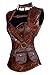 Charmian Women's Retro Goth Spiral Steel Boned Brocade Steampunk Bustiers Corset with Jacket and Belt Brown X-Large
