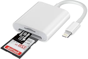 AKAVO Apple MFi Certified Lightning to SD Card Reader for iPhone, Dual Card Slot Memory Card Reader for iPhone, Supports SD/TF Cards Trail Game Camera Viewer, Portable Micro SD Card Reader for iPhone