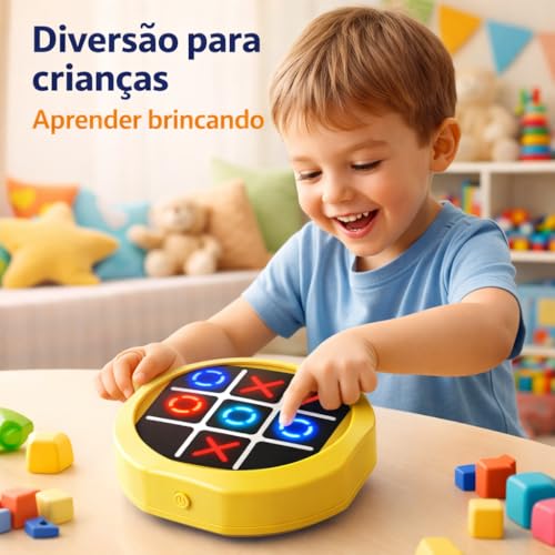 Jogo da Velha Eletrônico 3 em 1 com Luzes, Jogo da Memória e Jogo Topeira, Brinquedo Interativo Portátil com Som e Luz, Jogo Educativo Infantil