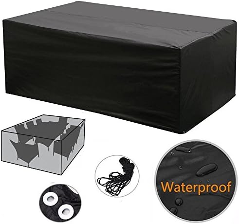 LEMENSTART Rectangular Table Chairs Protective Cover Waterproof Dustproof Folding Outdoor Furniture Set Cover (83.8 x 51.9 x 29 in)