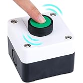 Watris Veiyi Push Button Switch Station Box, ABS Weatherproof Momentary Switch, One Push Button Control Switch, Push Button Starter Switch for Gate Opener