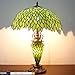 WERFACTORY Tiffany Style Table Lamp Green Stained Glass Wisteria Mother-Daughter Vase Lamp 16X16X24 Inches Desk Reading Light Decor Bedroom Living Room Home Office S523 Series