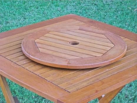 Amazon Com International Caravan Tt Ls 001 28 Ic Furniture Piece Royal Tahiti Outdoor 28 Round Lazy Susan With Umbrella Hole Brown Furniture Decor