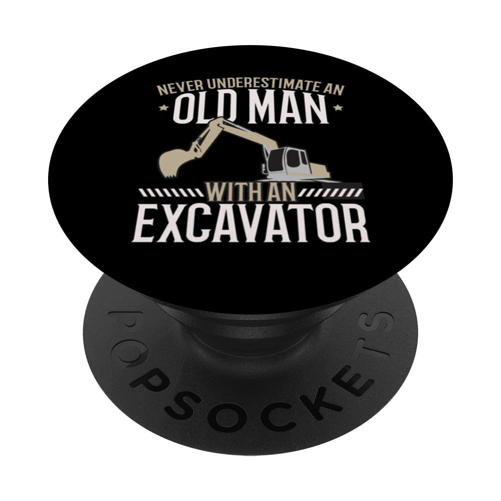An Old Man With An Excavator Construction Worker Digger PopSockets Swappable PopGrip