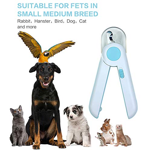 LED Dog & Cat Nail Clippers, with Safety Guard to Avoid Over-Cutting Nails, Free Nail File, Sturdy Non Slip Handles and Lock Switch, for Safe, Professional at Home Grooming