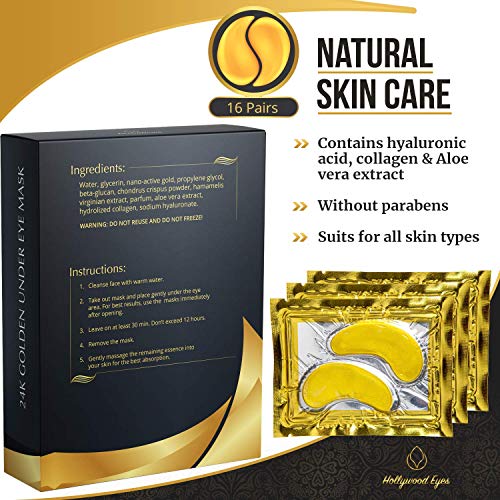 BrightJungle Under Eye Collagen Patch, 24K Gold Anti-Aging Mask, Pads for Puffy Eyes & Bags, Dark Ci - //coolthings.us