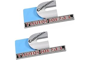 Pair Set Compatible with Cummin Turbo Emblem 3D Fender Badges Nameplate for 2500 3500 (Chrome Red)