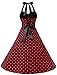 DRESSTELLS Vintage 1950s Rockabilly Polka Dots Audrey Dress Retro Cocktail Dress Black Red Dot M