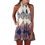 Women Dress,Haoricu 2017 New Summer Womens Chiffon Sleeveless Flower Party Loose Casual Beach Dress (M, Color 1)