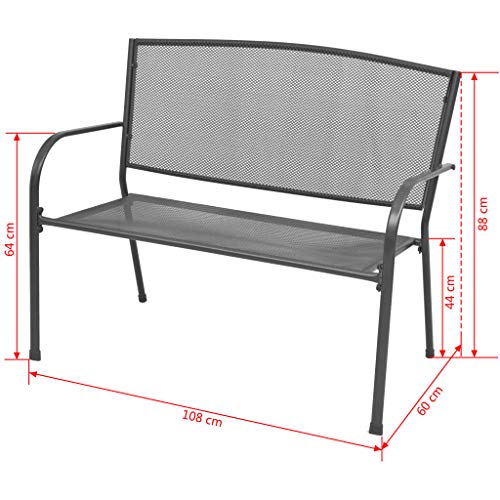 vidaXL Gartenbank Armlehne 108cm Streckmetall Metallbank Sitzbank Parkbank – Bild 7