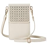 AnsTOP Lightweight Leather Pouch Small Crossbody Bag Cell Phone Purse Wallet with 2 Shoulder Straps for Women Beige