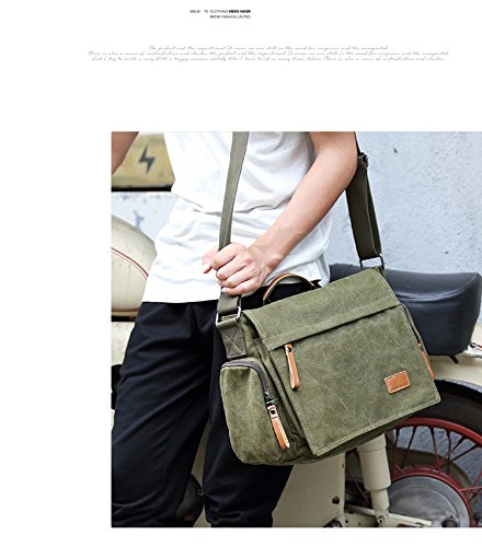 MiCoolker Canvas Crossbody Laptop Messenger bag for Men Over the Shoulder Travel Purse Vintage Handbag Briefcase Outdoor Sports Satchel Bags Army Green