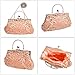 b.m.c BMC Beaded Sequin Design Metal Frame Kissing Lock Satin Interior Evening Clutch