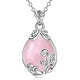 POPLYKE Sterling Silver Gemstone Teardrop Pendant Necklace Crystal Jewelry for Women