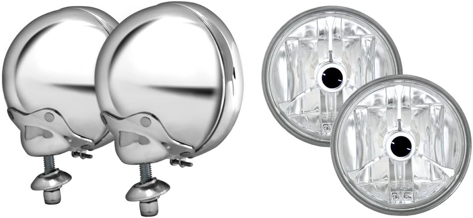 Adjure HB42020-34 Chrome 4-1/2" Smooth Spot Light Bucket with Black Dot Spot Lamp