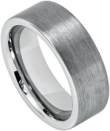 Toso Web Men's 8mm Flat Pipe Cut Style with Brushed Center Ring - s8