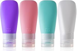 MODENGKONGJIAN Leak Proof Travel Bottles, TSA Approved Silicone Squeezable Shampoo Refillable Toiletry Cosmetic Container, 2oz Portable Traveling Size Liquid Containers Kit (4 Pack)