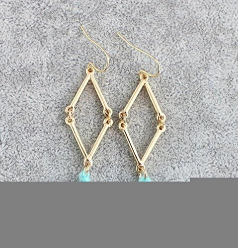 Fancy Unique Rhombic Blue Rope Weave Dangle Earring