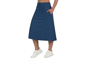 beroy Women 28" long Skorts for Woman with 2 Pockets Modest Skirt with Shorts Underneath High Waisted Long Skorts