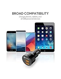 Carga Rápida 3.0 Aukey Cargador de Coche con Dual Puertos para Samsung Galaxy Note8 S8 S8 + LG, HTC G6 V20, 10 y más   Qualcomm Certified
