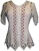 Agan Traders Women's 2025 Summer Renaissance Gypsy Medieval Netted - Asymmetrical Hem Vintage Button Down Short Sleeve Top