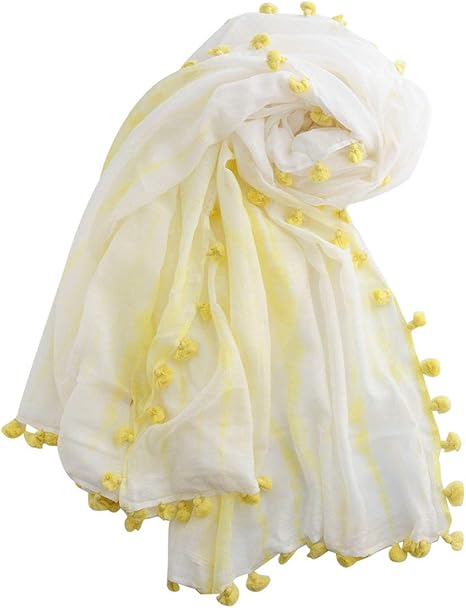 Amazon シトラス Citrus Pompomストール 絞り模様 Yellow ストール 通販