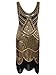 Vijiv Women's 1920s Gastby Inspired Sequined Embellished Fringed Flapper Dress