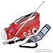 ER Emergency Ready 6N Solar/Hand-Crank Powered Emergency LED Flashlight and AM/FM Radio, Red
