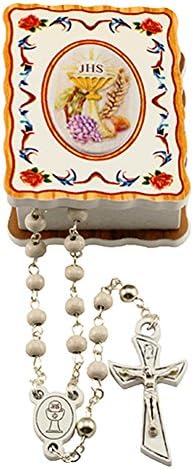RosaryMartFirst Communion Rosary For Girls and Boys- First Communion Gift Set - First Holy Communion Rosary Wooden Beads and Keepsake Box