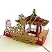 Sizet 2PCS Chinese Pavilion 3D Pop Up Greeting Card Handmade Happy Birthday Mother's Day Father's Day Wedding Anniversary Friendship Easter Thanksgiving New Year Valentine's Day