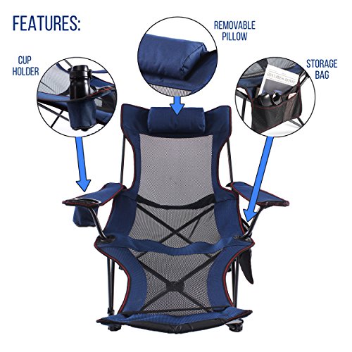 Camp Solutions Light Weight Backpacking Reclining/Lounging Camping Folding Chair with Headrest & Footrest