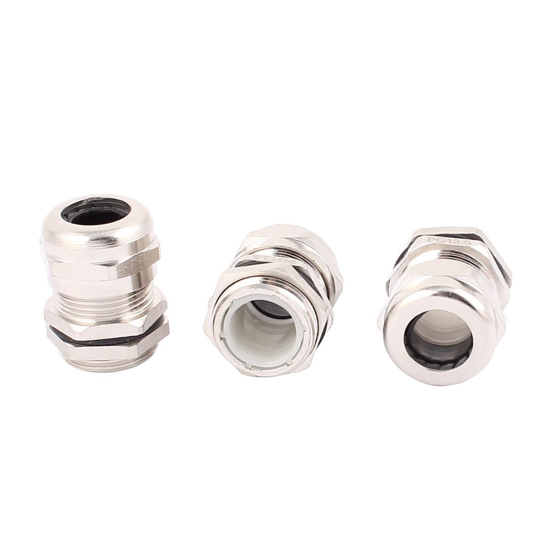 Sourcingmap 3 Pcs PG13.5 Cable Gland Stainless Steel Waterproof Connector Fastener Locknut Stuffing for 6-12mm Dia Wire