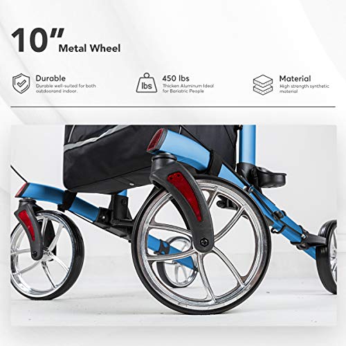 OasisSpace Heavy Duty Upright Walker for 450 lb,Bariatric Upright Walker Rollator with Wide Seat