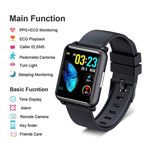 Android Smart Watch 1.4â€œ Full Touch Colorful Screen with Heart Rate Monitor, IP67 Waterproof Smartwatch with ECG and PPG Data Collector, Step Counter | Blood Pressure/Oxygen Activity Tracker for Men