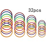 HRLORKC Plastic Ring Toss Game Set Rings for Ring Toss for Kids Outdoor Games Plastic Carnival Rings Carnival Games for Carnival Party and Parent-Child Games (32 pcs)
