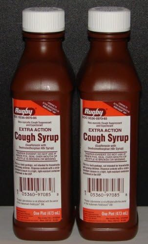 Rugby Extra Action Cough Syrup & Expectorant 16oz (Compare to Robitussin DM) - 2 Pack