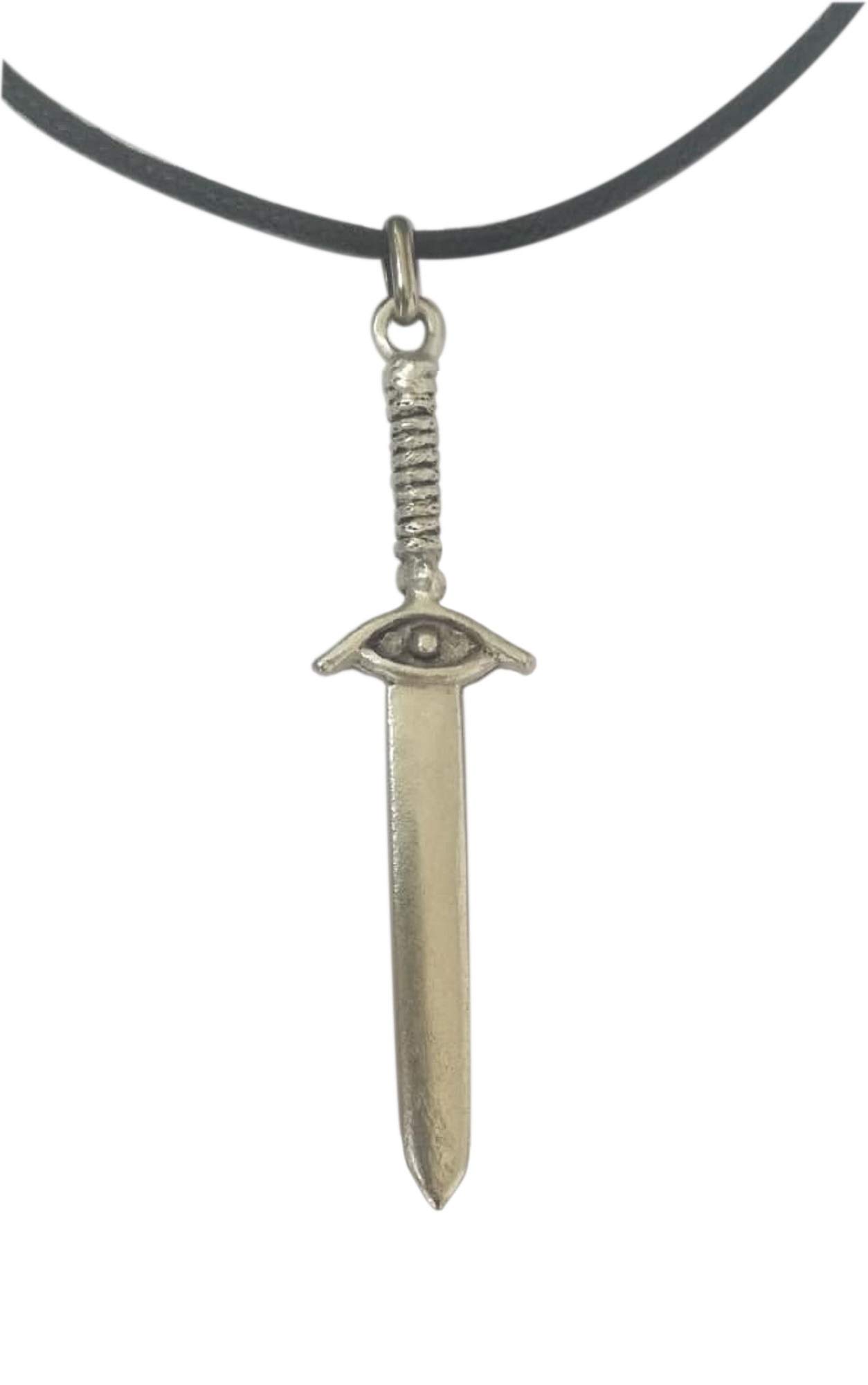 Eurofusioni Silver plated Medieval Sword pendant with necklace. Gift idea for Fantasy, Cosplay, GOT lovers. Unique original model handmade by Italian craftsman. Pendant H 2,8 In