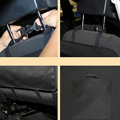 AOLVO Backseat Car Organizer for Kids, Kick Mats Back Seat Car Protector with Multi Pocket Storage Bag Holder & 4 USB Port for IPad Tablet Bottle Drink Tissue Box Toys Vehicles Travel Accessories - Thumbnail 4