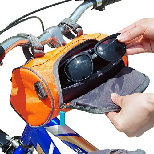 Bicycle Front Tube Waterproof PVC Handlebar Bag Sandstrom Cycling Packages with Visible Navigation Windows+Detechable Shoulder Strap for Bike Rider (Orange)