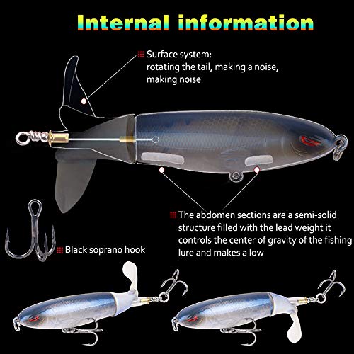 Aneew 8 x Topwater Popper Barsch Angelköder schwimmend Swimbaits Forelle Hecht Lachs Zander Künstliche Spinner Köder 360… – Bild 4