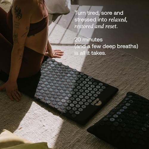 ShaktiMat Acupressure Mat for Relaxation, Massage Muscles, Aid Sleep & Unlock Inner Tension, Similar to Acupuncture, No Needles Required (Premium, Level 2, Shakti Black)