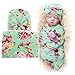 BQUBO 1 Pack Newborn Floral Receiving Blankets Newborn Baby Swaddling with Headbands or Hats Sleepsack Toddler Warm Shower Gift
