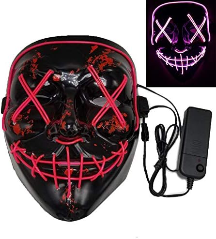 Jundong Halloween Mask-Frightening LED Light up Mask-Festival Cosplay Party Costume (Pink)