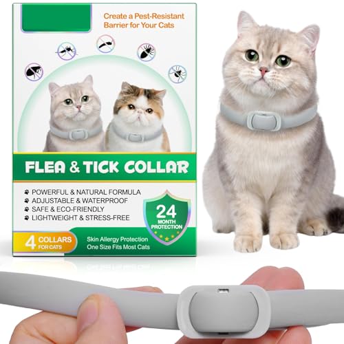 Collar for cats, 4 Packs Adjustable Pheromone Collars, para Gatos, Pack de 4 en Gris, Ajustable y Resistente al Agua para Gatos, Collar Protector Natural.