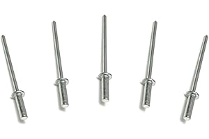 Metal Magery 100 Aluminum Closed End Pop Rivets 3/16" x 1/4" Grip Aluminum Mandrel Blind Rivets Dome Head 6-4 (0.126-0.250 Inch Grip) Qty 100